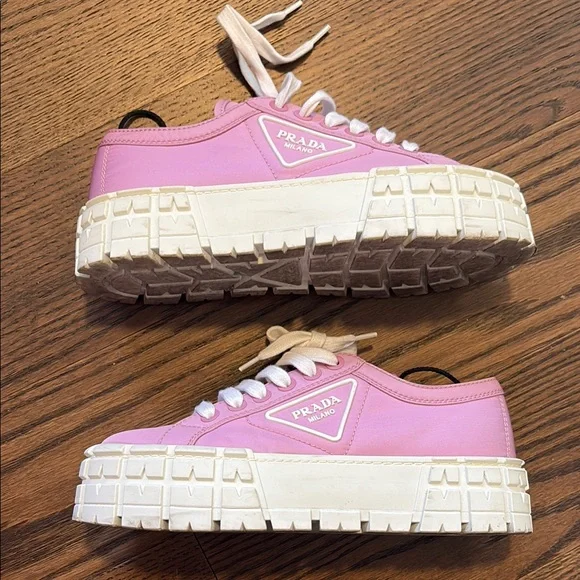 Prada Pink and White Platform Sneakers 37.5 - Picture 3 of 6
